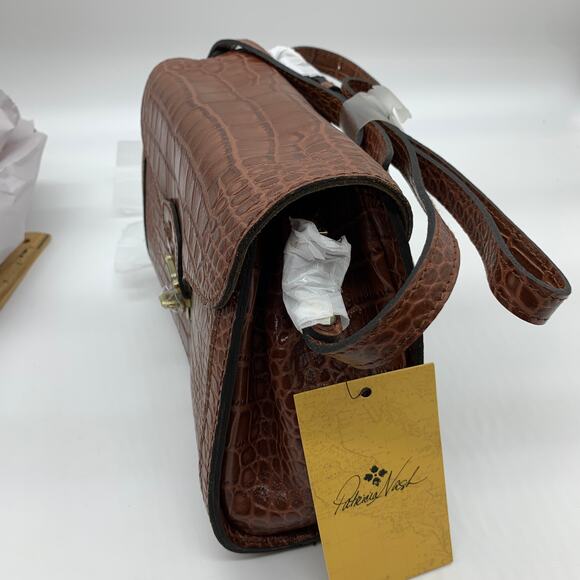 Patricia Nash Crossbody Leather Ashmore Satchel British Tan Croco Purse - Picture 11 of 11
